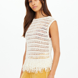Kamali Knit Fringe Top - Cream