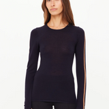 Merino Wool Long Sleeve Top - Black