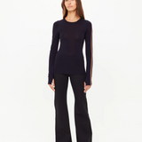 Merino Wool Long Sleeve Top - Black