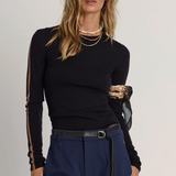 Merino Wool Long Sleeve Top - Black