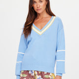 Rever Josette V Neck Sweater - Sky
