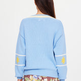 Rever Josette V Neck Sweater - Sky