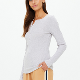 Ness Ribbed Long Sleeve Top - Grey Marle