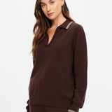 Coco Luna Cashmere Knit Top - Chocolate