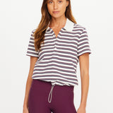 Sophie Cropped Polo Shirt - Stripe