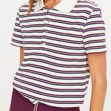 Sophie Cropped Polo Shirt - Stripe
