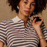Sophie Cropped Polo Shirt - Stripe