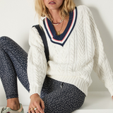 Espada Louie V Neck Sweater - Creme