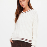Millie V Neck Knit Sweater - Coconut
