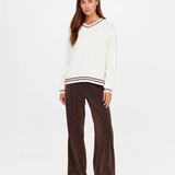 Millie V Neck Knit Sweater - Coconut