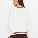 Millie V Neck Knit Sweater - Coconut