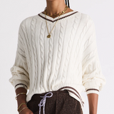 Millie V Neck Knit Sweater - Coconut