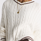 Millie V Neck Knit Sweater - Coconut