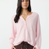 Rylee Knit Button Top - Rosewater