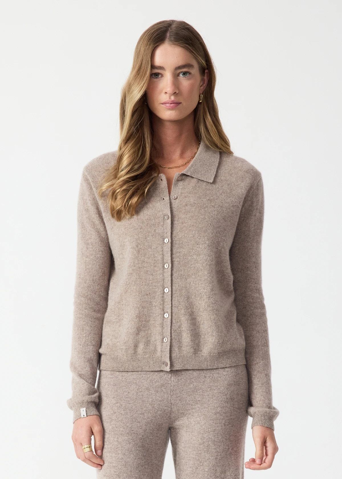 Aimee Cashmere Collared  Cardigan - Melange