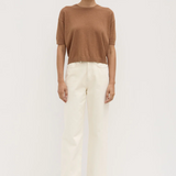 Vanya Cotton Cashmere Knit Tee - Bronze