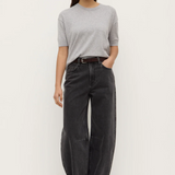 Vanya Cotton Cashmere Knit Tee - Grey Marle