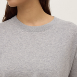 Vanya Cotton Cashmere Knit Tee - Grey Marle