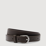 Womens Slim Leather Belt - Walnut