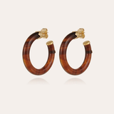 Caftan hoop Earrings Small Size Acetate - Brown