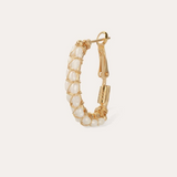 Lyre Hoop Earrings - Gold/ Pearl