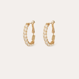 Lyre Hoop Earrings - Gold/ Pearl