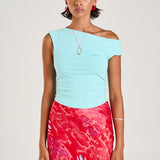 Off Shoulder Tank - Aqua