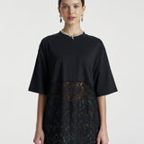 Lace Panel tee - Black