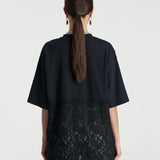 Lace Panel tee - Black