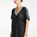 V Neck Jersey - Black/Blue