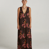 V Neck Maxi Dress - Chocolat Petals