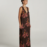 V Neck Maxi Dress - Chocolat Petals