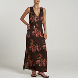 V Neck Maxi Dress - Chocolat Petals