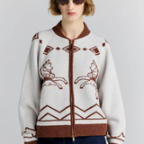Carousel Knit Bomber - Ivory