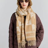 Monogram Jacquard Scarf  - Cream/Tan