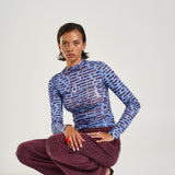 LS Ruched High Neck Top - Fortune Teller Lotus