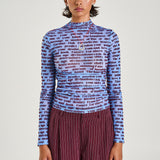 LS Ruched High Neck Top - Fortune Teller Lotus