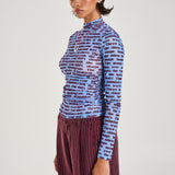 LS Ruched High Neck Top - Fortune Teller Lotus