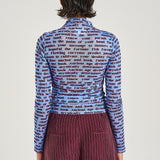 LS Ruched High Neck Top - Fortune Teller Lotus