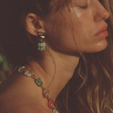 Rainbow Square Earrings - Amazonite