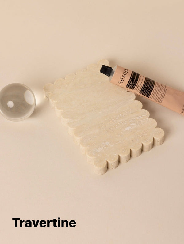 Scallop Tray - Creamy Travertine