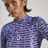 LS Ruched High Neck Top - Fortune Teller Lotus