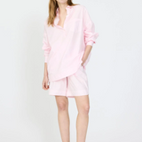 Chiara Half Placket Shirt - Barely Pink