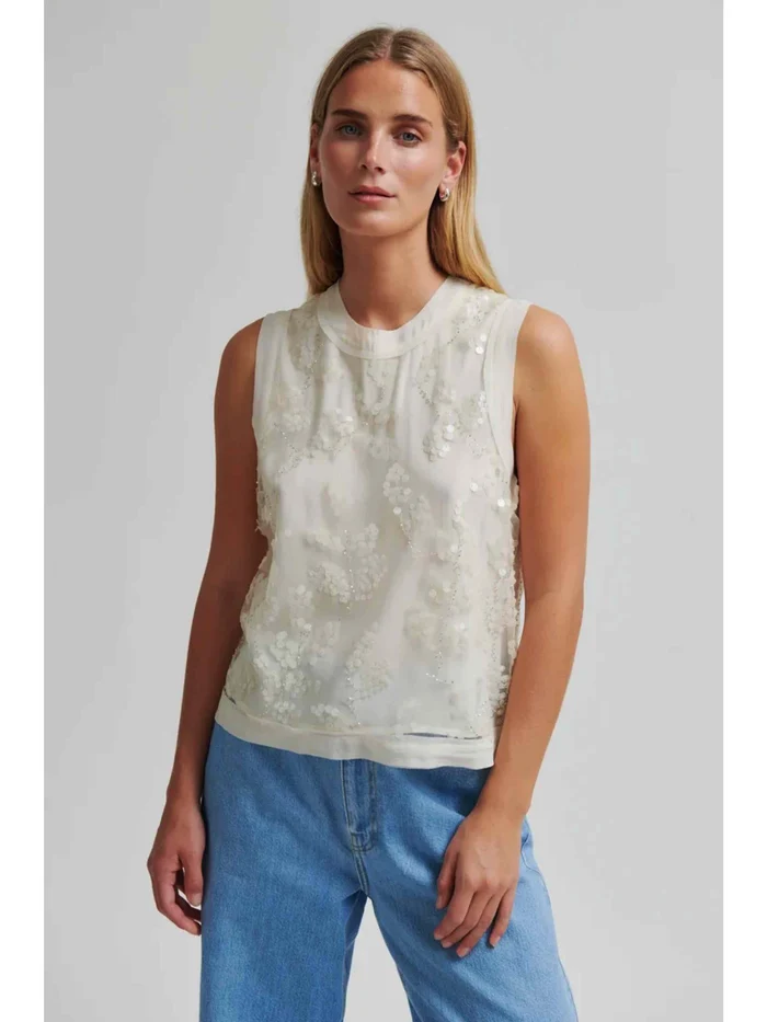 Salema Sequin Top - Eggnog