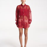 Mercurio Silk Shirt - Carmine Red