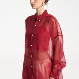 Mercurio Silk Shirt - Carmine Red