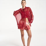 Mercurio Silk Shirt - Carmine Red