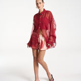 Mercurio Silk Shirt - Carmine Red