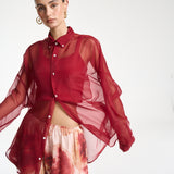 Mercurio Silk Shirt - Carmine Red