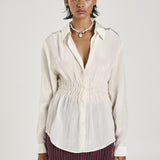 Shirred LS Shirt - Sand
